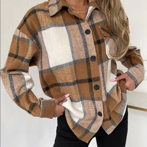 Plaid Flap Pocket Drop Shoulder Coat